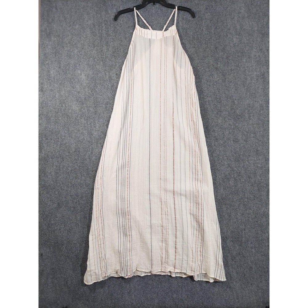 The Handloom Dress Womens 1 Size White Striped Halter Maxi Boho Beach Ethereal